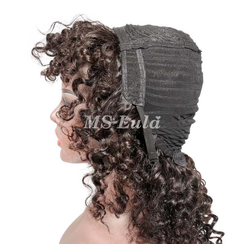 Human Hair Deep Wave Machine-made Bob Wig with Bangs - 图片 9